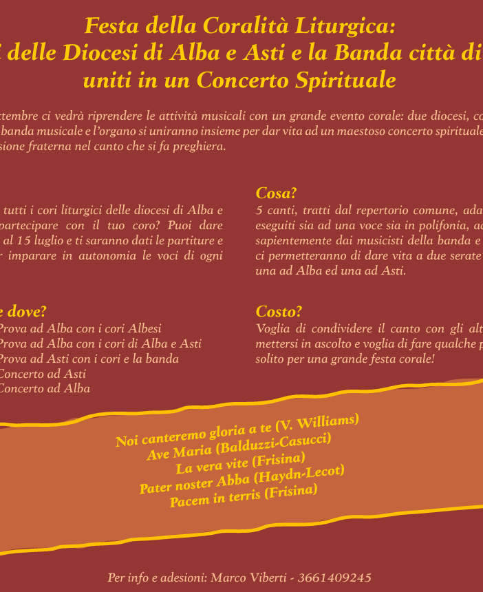 Musica e spiritualità con i cori liturgici delle Diocesi di Asti e Alba