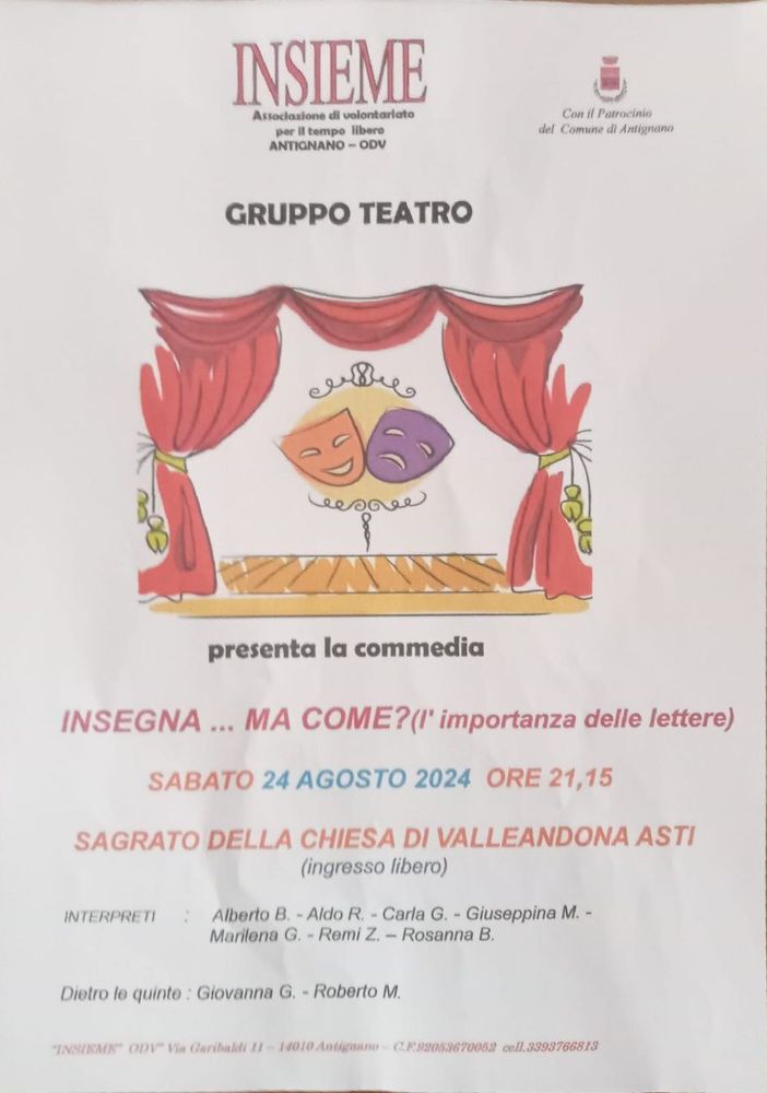 Serata teatrale all'insegna della comicità in frazione Valleandona