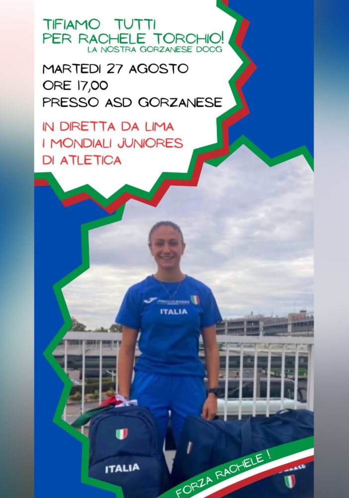 San Damiano festeggia la sua atleta gorzanese Rachele Torchio in gara domani a Lima per i mondiali juniores di atletica