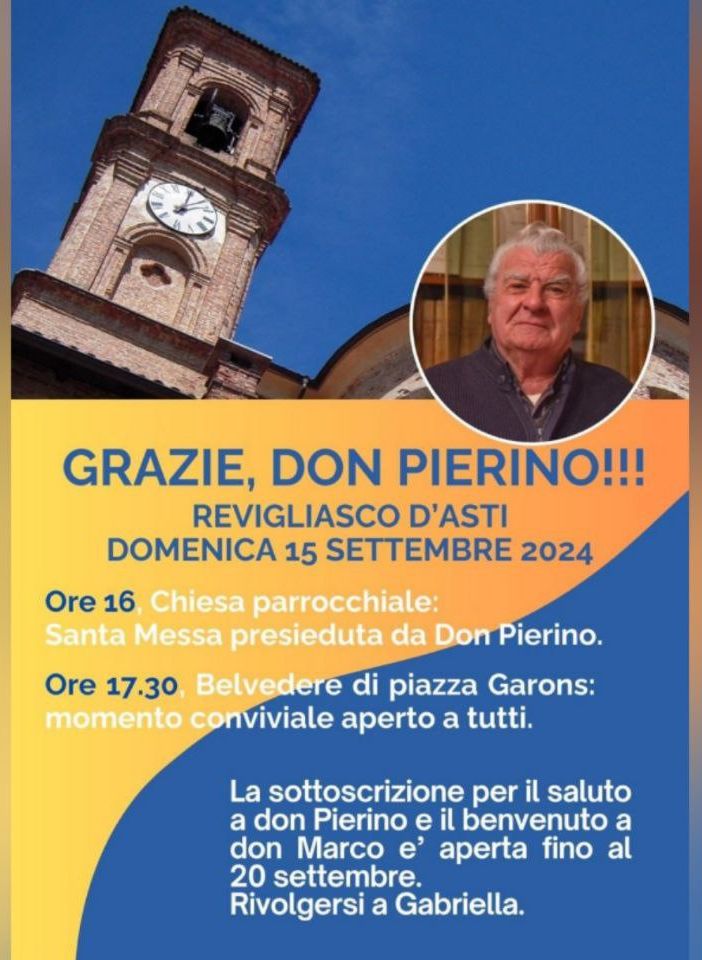 Antignano e Revigliasco si apprestano a salutare don Pierino Torchio