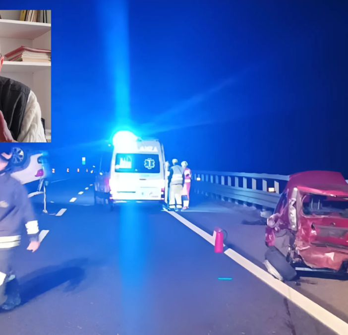 Nel riquadro, Cosimo Scarinzi. Il sindacalista era a bordo dell'auto rossa che si vede sulla destra