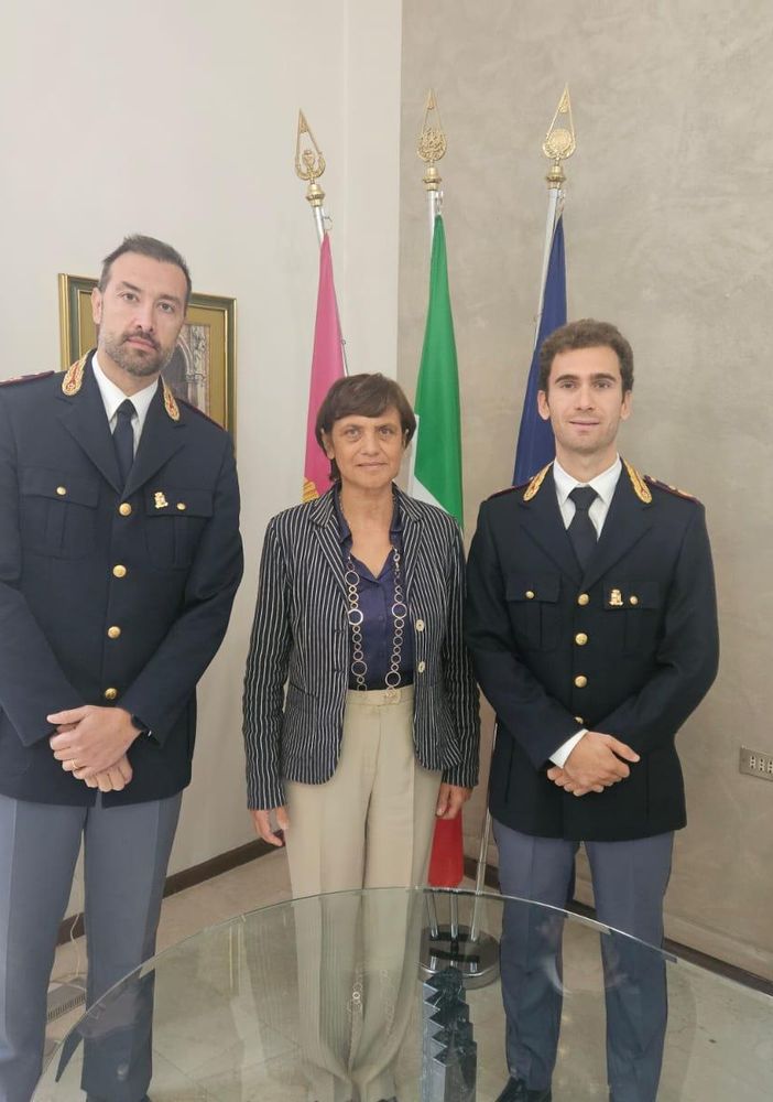 Papa e Cordaro con il questore Marina Di Donato