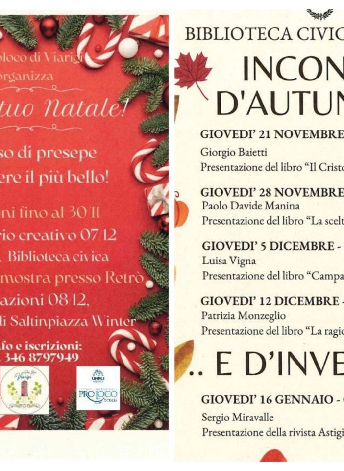 Le locandine delle iniziative in programma a Viarigi