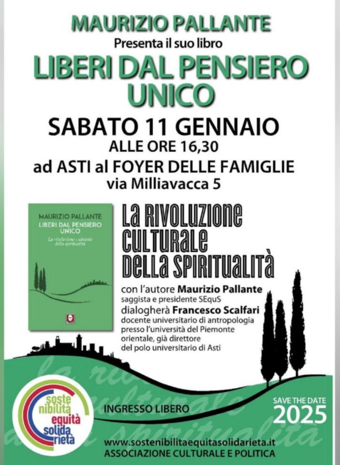 Presentazione astigiana per il nuovo saggio di Maurizio Pallante