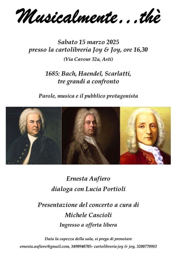 &quot;Musicalmen...thè&quot;: ad Asti la musica classica si racconta, tra Bach, Haendel e Scarlatti
