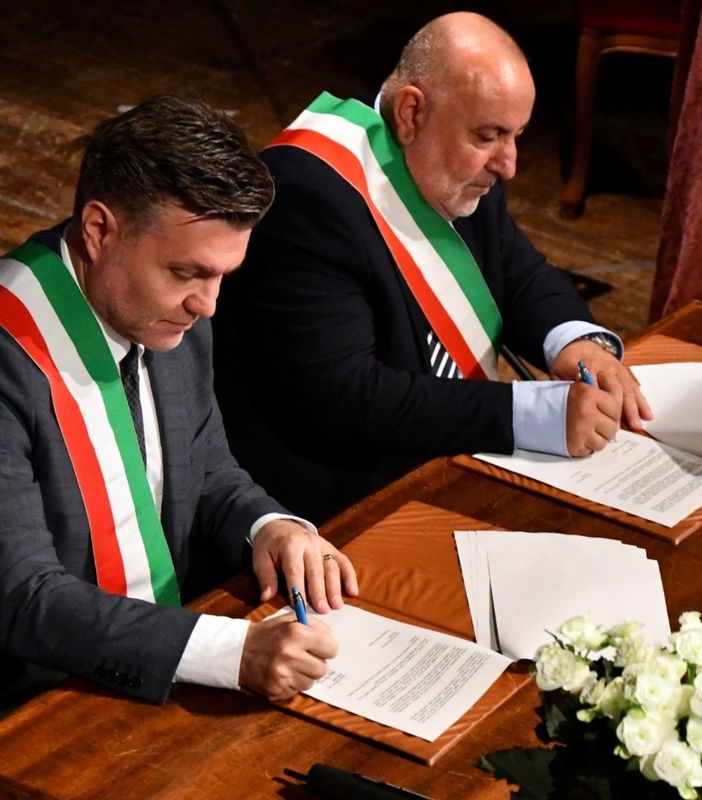 I sindaci di Moncalvo, Diego Musumeci e di Montabone Giuseppe Maurizio Aliardi
