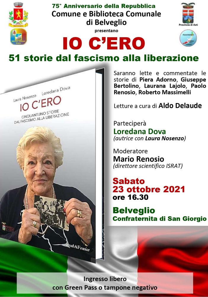 Sabato 23 ottobre a Belveglio si presenterà il libro &quot;Io c’ero. Cinquantuno storie dal fascismo alla liberazione”
