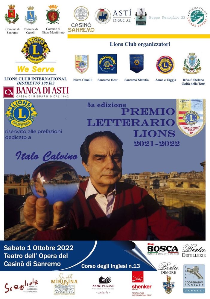 Sabato 1 ottobre la cerimonia del Premio letterario Lions 2021-2022