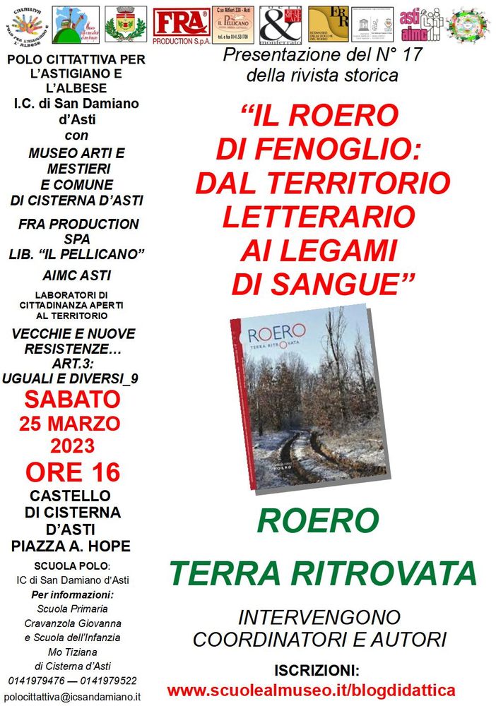 Al Castello di Cisterna torna la presentazione della rivista storica “Roero. Terra ritrovata”