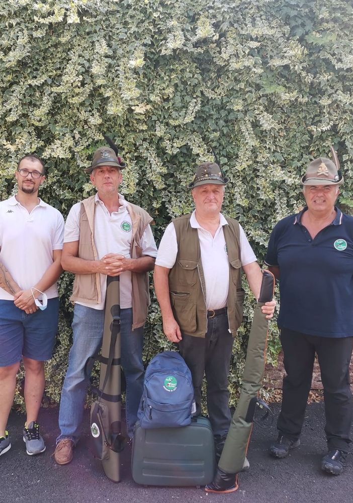 La squadra dei cecchini dello “Sport ANA Asti” con, da sinistra a destra: l'Aggregato Manuel Alongi e gli Alpini Giovanni Capitolo, Dino Cravanzola e Vincenzo Calvo