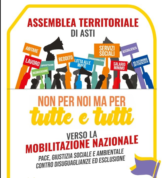 &quot;Non per noi ma per tutte e tutti&quot;. Anche ad Asti ci si prepara per la manifestazione a Roma