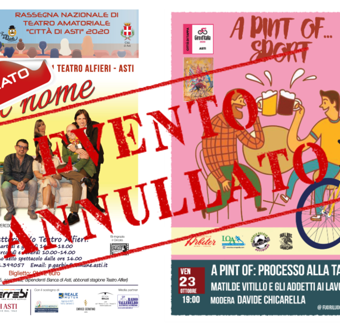 Nuovi annullamenti di eventi in ottemperanza delle norme anti Covid