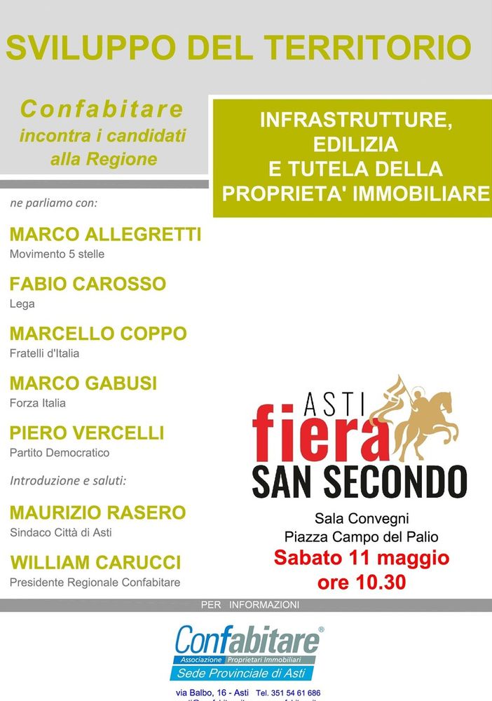I candidati astigiani alle regionali si confrontano sullo sviluppo del territorio