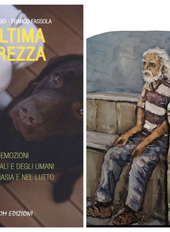 Collage tra la copertina del libro e l'opera che Paolo Viola ha realizzato per la presentazione