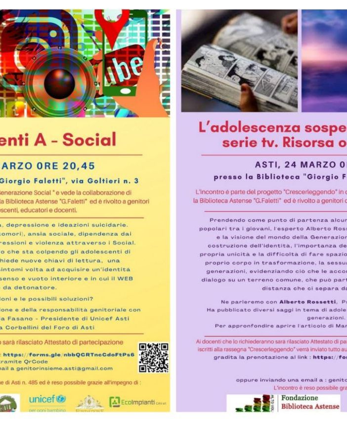 Proseguono gli incontri gratuiti sulla genitorialità in programma in Biblioteca Astense