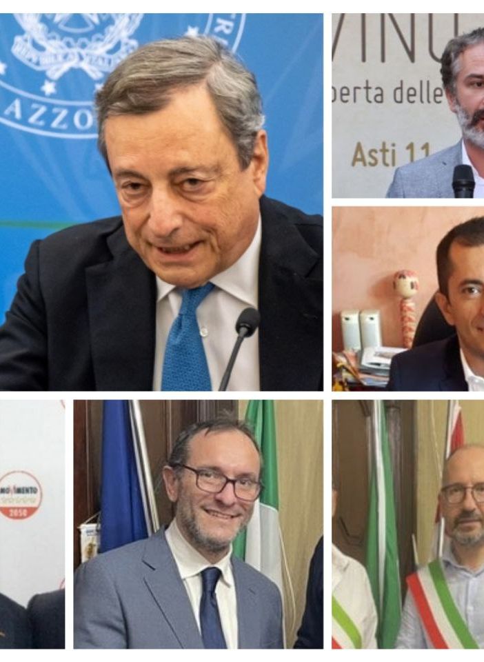 Nel collage fotografico, in senso orario: Mario Draghi, Andrea Giaccone, Maurizio Rasero, Marcello Coppo e Massimo Cerruti