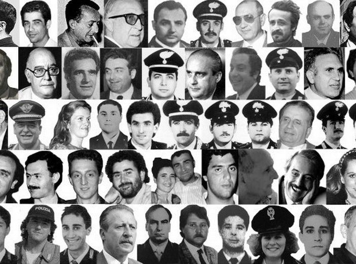 Collage fotografico con i volti di una parte delle moltissime vittime delle mafie