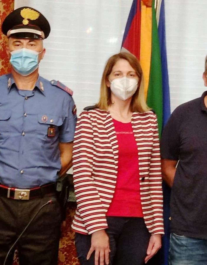 Il sindaco Macchia con Forneris e De Simone in un’immagine scattata durante la pandemia
