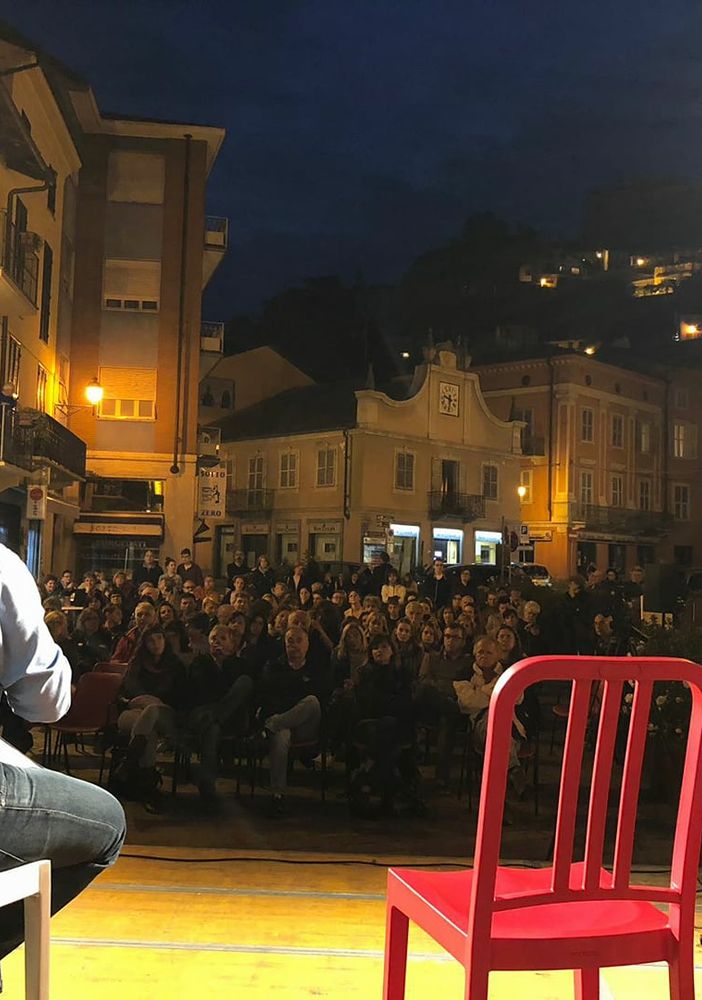 Demetrio Paolin con l'attore canellese Andrea Bosca nel 2018