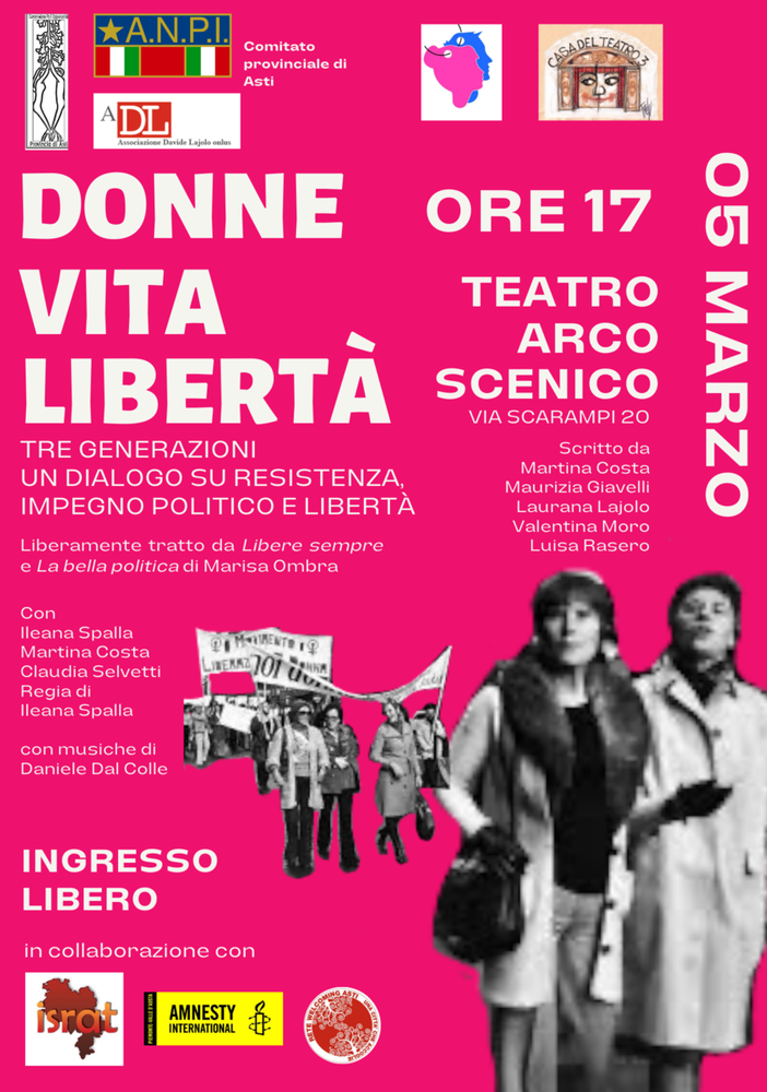 Domenica all'Arcoscenico lo spettacolo &quot;Donne, vita, libertà&quot;