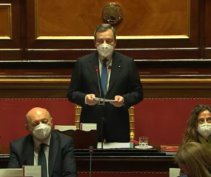 Il premier Draghi in Senato