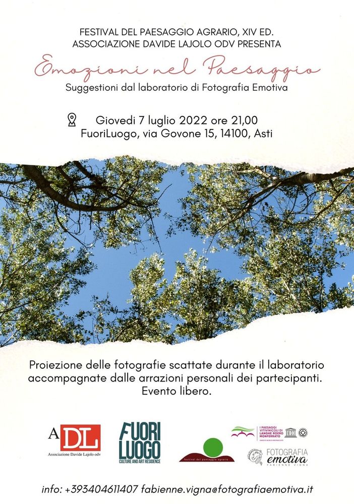 Giovedì al FuoriLuogo l'incontro “Emozioni nel paesaggio”