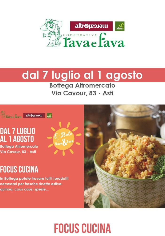 Sarà un'E-state in Rava &amp; Fava con  prodotti, cucina e ricette da tutto il mondo