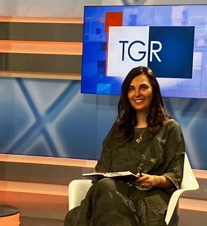 Francesca Ragusa ritratta negli studi della TGR Rai