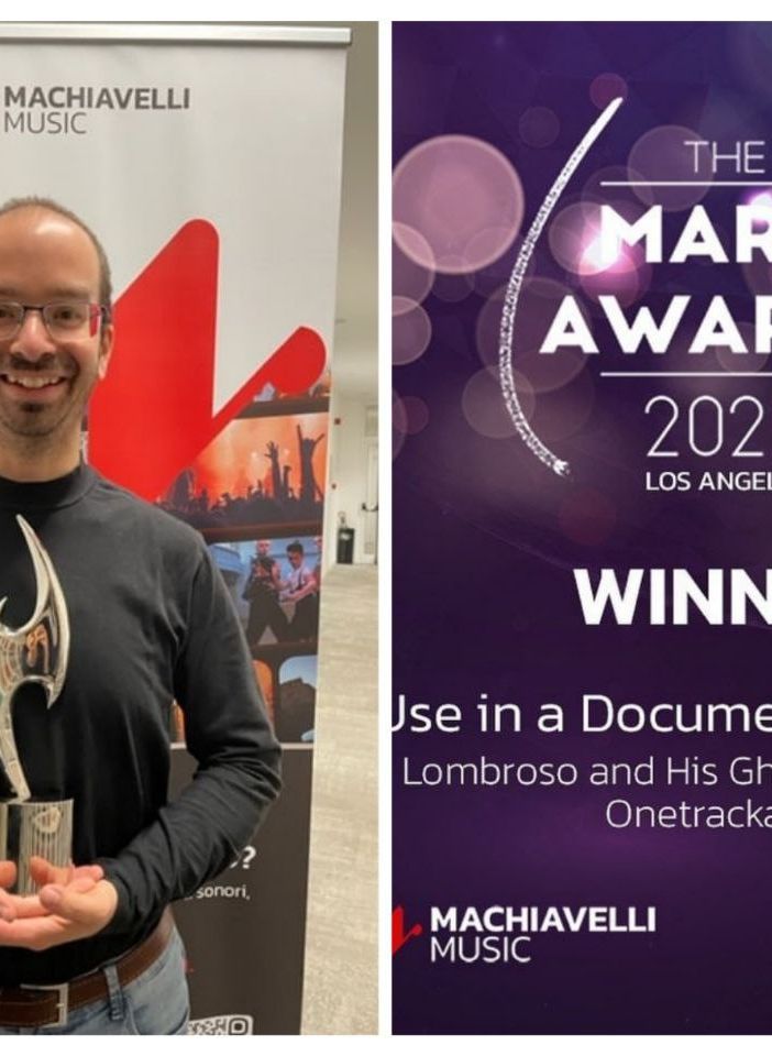 Francesco Cerrato con il premio ricevuto (immagini tratte dalla sua pagina Facebook)