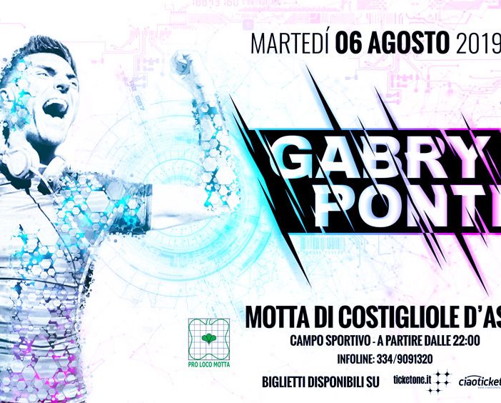 Gabry Ponte martedì 6 agosto sarà a Motta di Costigliole
