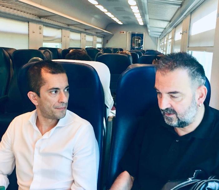 Marco Gabusi in treno