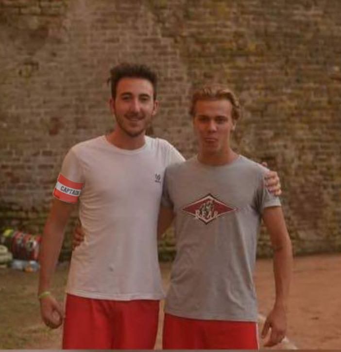 Il portiere del Moncalvo Marco Ferro (a sinistra) e Francesco Patelli