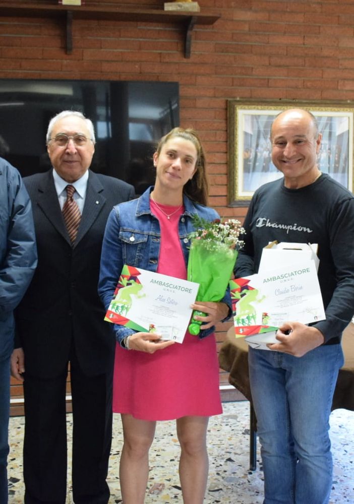 UNVS: consegnate questa mattina le tessere di socio testimonial ad Alice Sotero e Claudio Borin