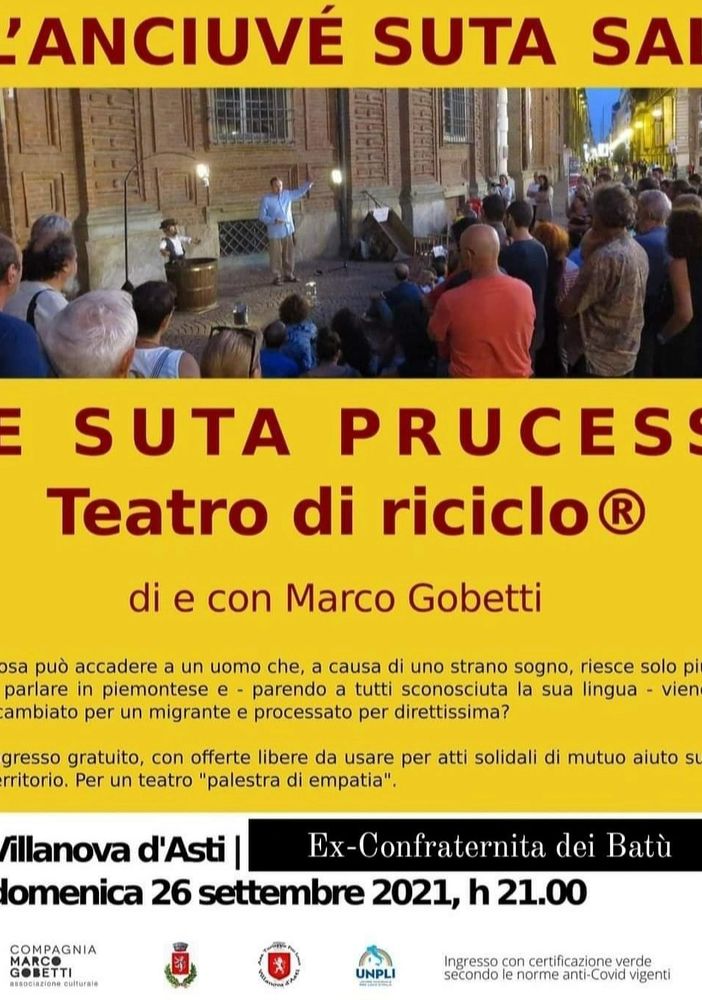 La locandina dello spettacolo in programma domenica a Villanova d'Asti