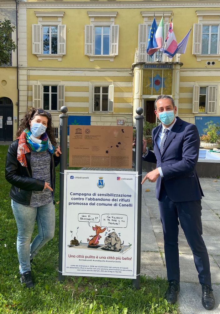 Il sindaco di Canelli Paolo Lanzavecchia e l'assessore all'Ambiente Silvia Gibelli