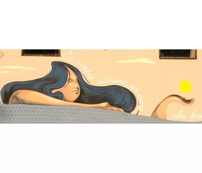 Il sole carico di metafore in un murales degli allievi del liceo artistico