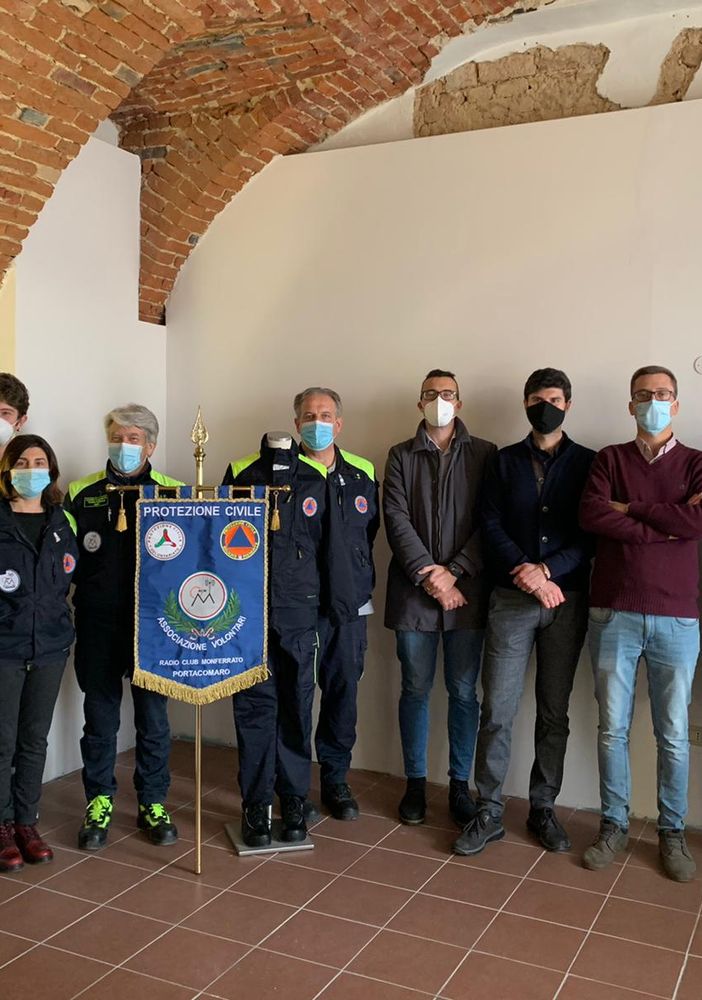 A Moncalvo, vicino al Comune, inaugurazione locali della Protezione civile