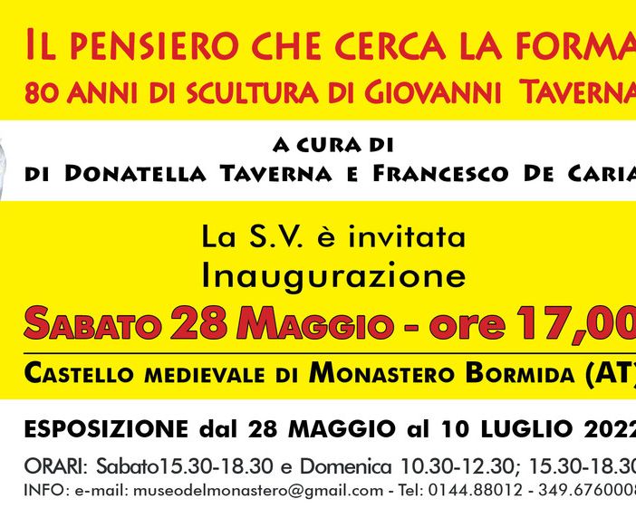 A Monastero Bormida la mostra 'Il pensiero che cerca la forma' 80 anni di scultura di Giovanni Taverna