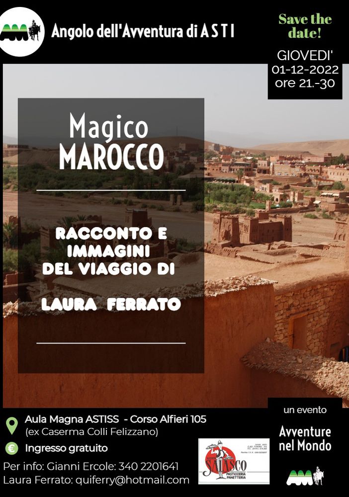 Giovedì ad Astiss continuano le Avventure nel mondo con il Marocco