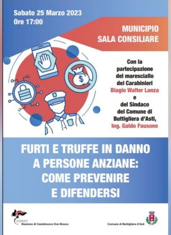 La locandina dell'incontro in programma a Buttigliera d'Asti