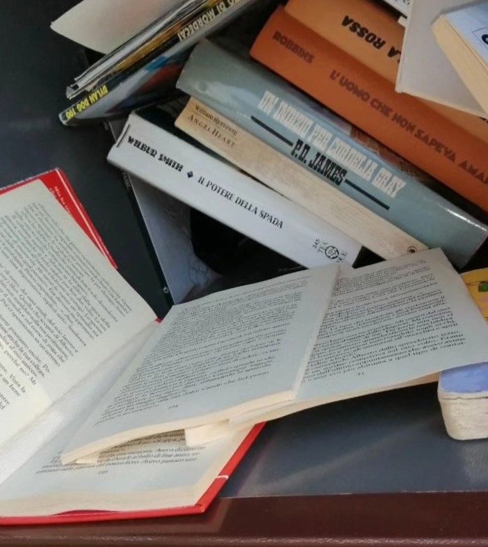 Alcuni dei volumi danneggiati da ignoti vandali