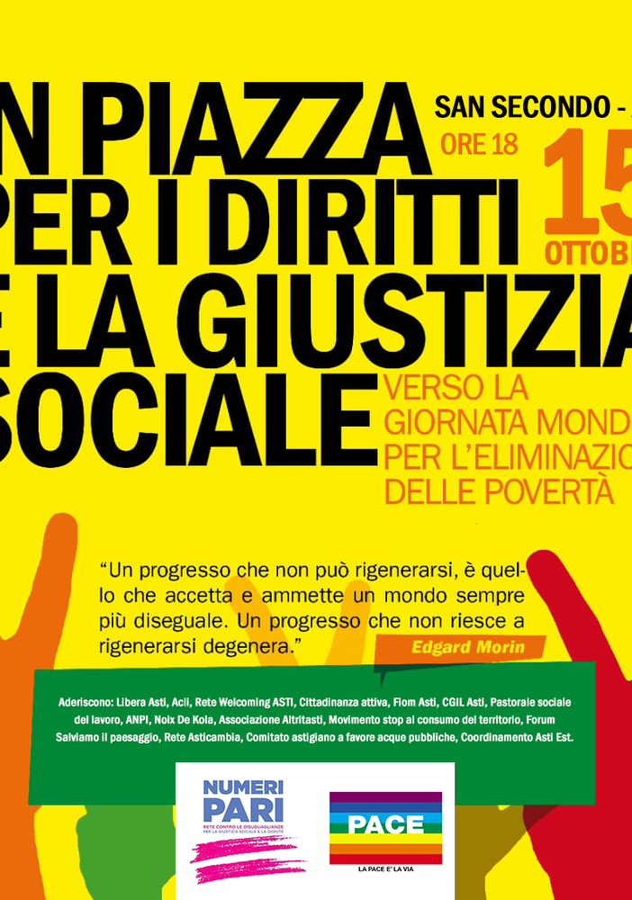 La locandina dell'iniziativa in favore di diritti e della giustizia sociale