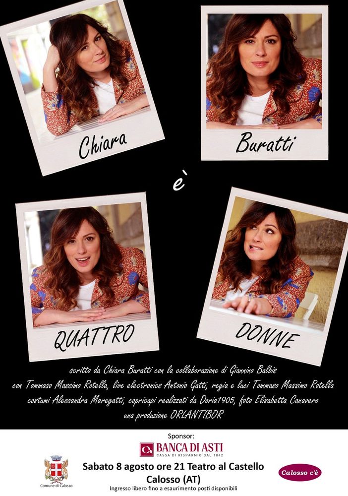 A Calosso, &quot;Quattro donne&quot; con Chiara Buratti, sabato otto agosto alle 21