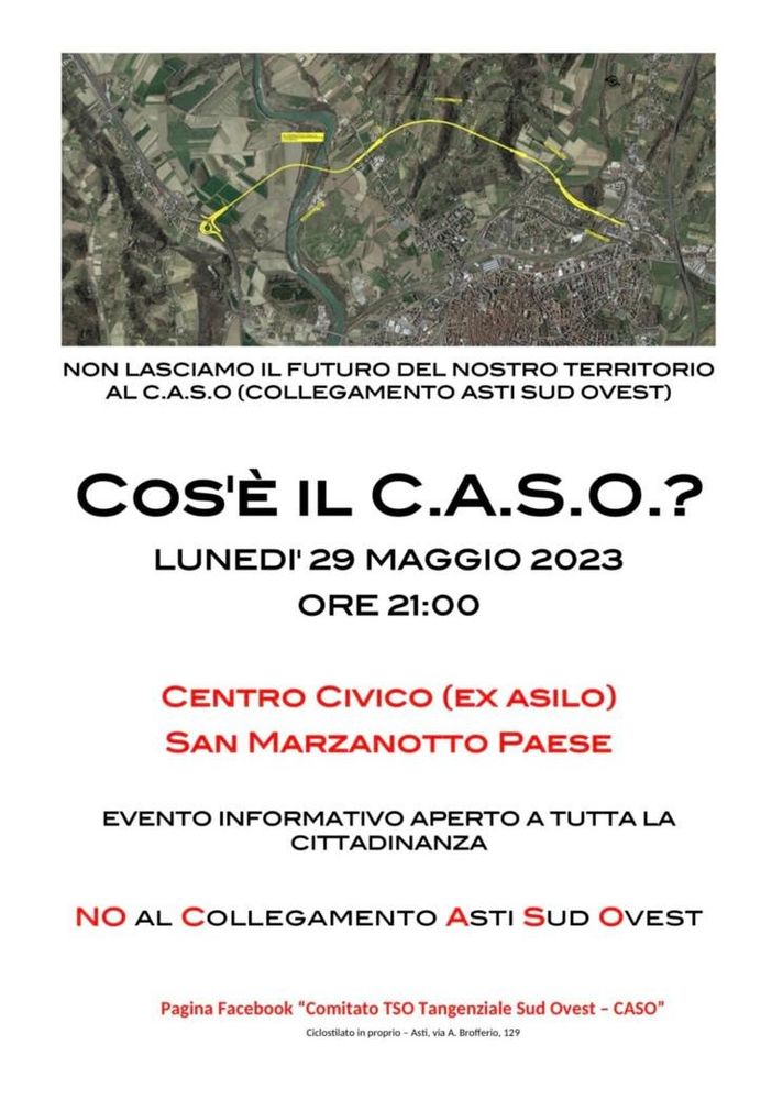 La locandina dell'incontro in programma lunedì sera a San Marzanotto
