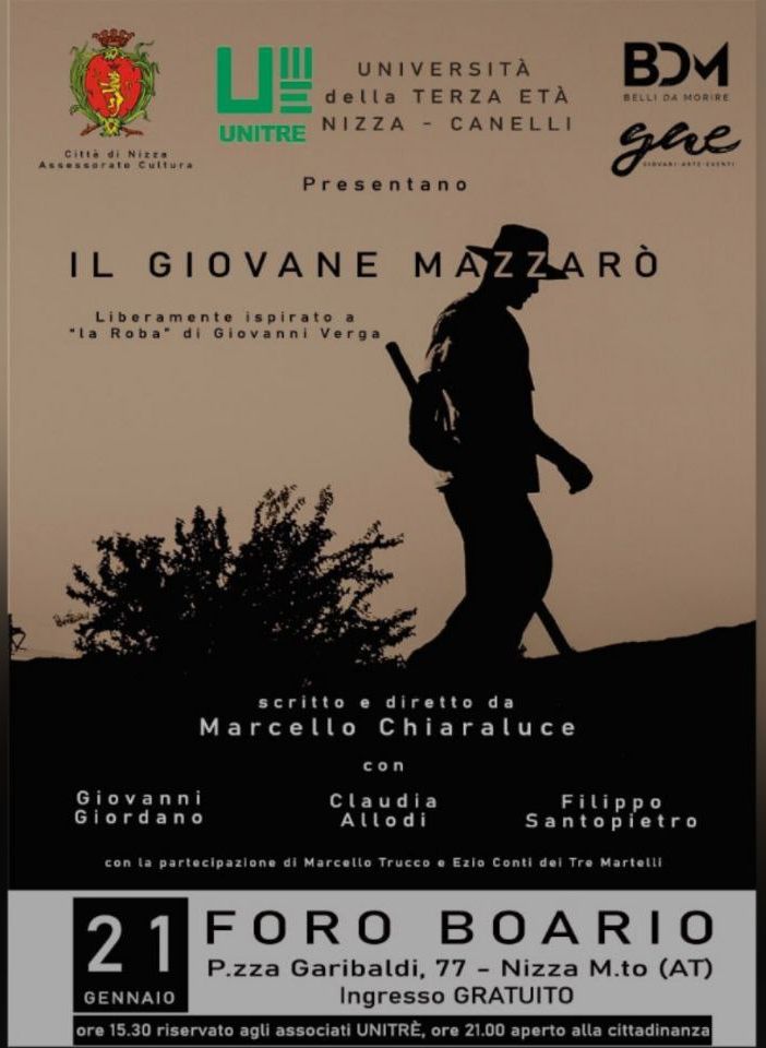 La locandina dello spettacolo &quot;Il giovane Mazzarò&quot;