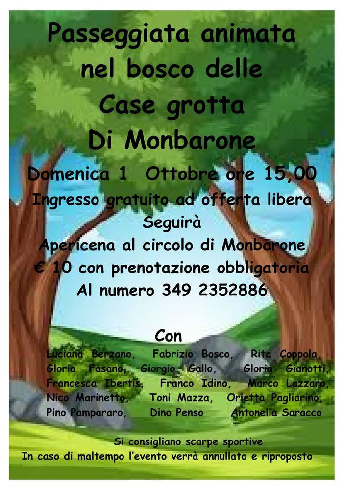 Alla scoperta del bosco delle 'Case Grotta': appuntamento il 1° ottobre a Mombarone
