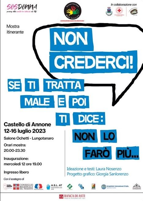 &quot;Non crederci&quot;: la mostra contro la violenza di genere farà tappa a Castello di Annone