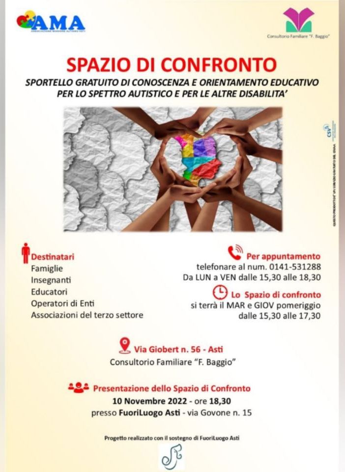 La locandina della presentazione dello &quot;Spazio di confronto&quot;