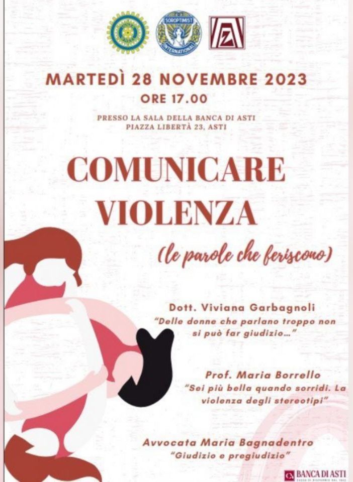 Banca di Asti ospiterà un convegno su violenza verbale e pregiudizi di genere