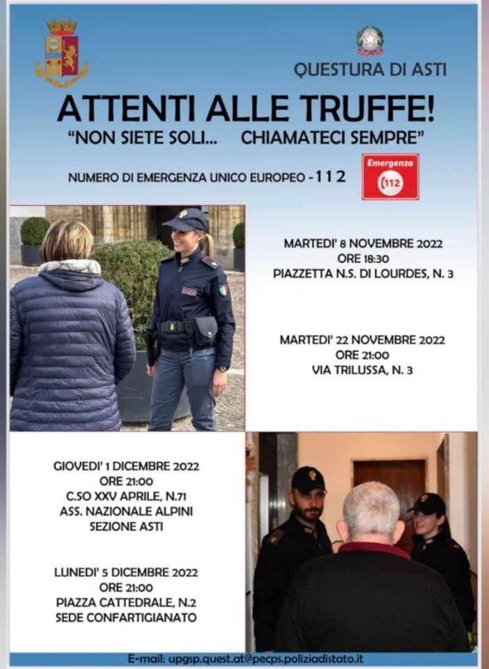 La locandina dei prossimi incontri del progetto